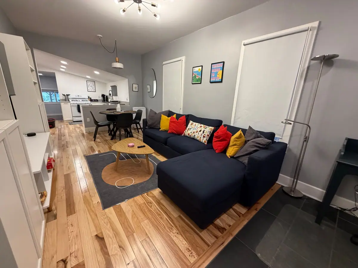 Living room and dining nook, floors and surfaces done